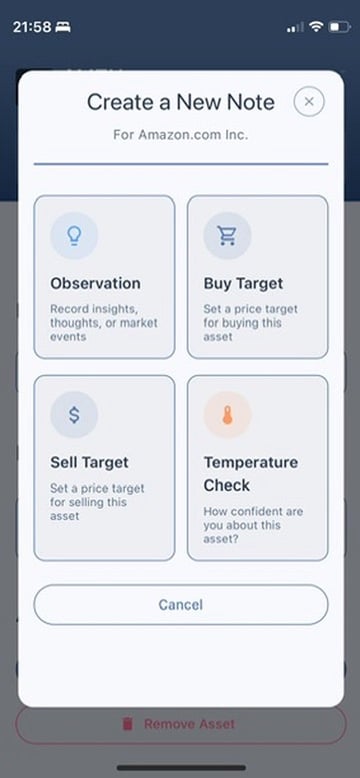 Record Observations & Set Targets Screenshot